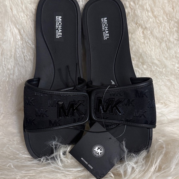Michael Kors Shoes - Michael Kors Black Logo Slide Sandals